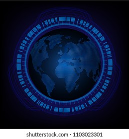 dark blue Light Abstract Technology background for computer graphic website internet and business.circuit.illustration.digital.binary code. World map