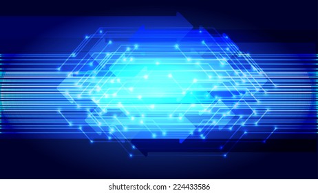 Dark blue Light Abstract Technology background for computer graphic website and internet, circuit board. Sound waves.