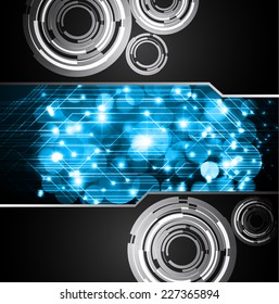 Dark blue Light Abstract Technology background for computer graphic website internet. text box. Brochure. card, Flickering Lights, abstract festive background with bokeh defocused lights