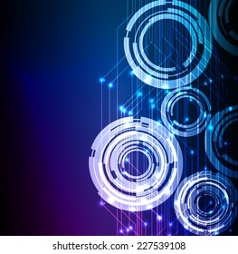Dark blue Light Abstract Technology background for computer graphic website internet. text box. Brochure. card. circuit board.