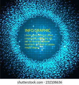 Dark blue Light Abstract Technology pixels background for computer graphic website internet. text box. Brochure. card. digital. Mosaic