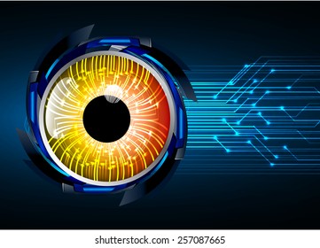 Dark blue Light Abstract Technology background for computer graphic website internet. circuit. orange eye