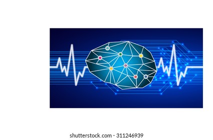 Dark blue Light Abstract Technology background for computer graphic website internet business. circuit. vector illustration. infographics. motion move blur.neon. Brainstorm, Brain, pulse heart. wave