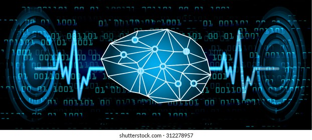Dark blue Light Abstract Technology background for computer graphic website internet business. circuit. vector illustration. infographics. motion move blur.neon. Brainstorm, Brain, pulse heart. wave