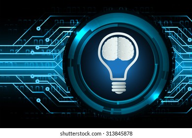 Dark blue Light Abstract Technology background for computer graphic website internet business. circuit. vector illustration. infographics. motion move blur.neon. Brainstorm, Brain. Bulb Ideas