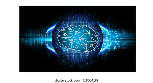 Dark blue Light Abstract Technology background for computer graphic website internet business. circuit. vector illustration. infographics. motion move blur.neon. Brainstorm, Brain. Ideas. lamp, bulb