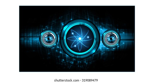 dark blue Light Abstract Technology background for computer graphic website internet business. circuit. vector illustration. infographics. motion move blur.neon.molecule atom electron neutron nuclear.