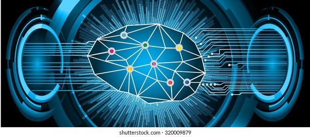 Dark blue Light Abstract Technology background for computer graphic website internet business. circuit. vector illustration. infographics. motion move blur.neon. Brainstorm, Brain. Bulb Ideas