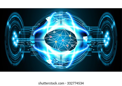 Dark blue Light Abstract Technology background for computer graphic website internet business. circuit. vector illustration. infographics. motion move blur.neon. Brainstorm, Brain. Bulb Ideas