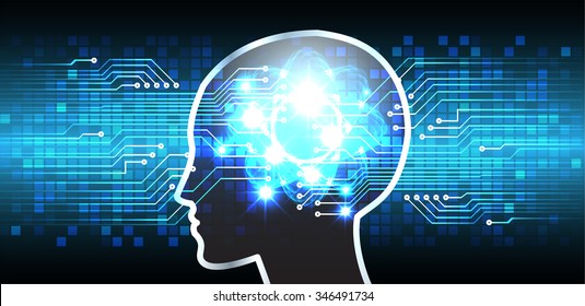 Dark blue Light Abstract Technology background for computer graphic website internet business. circuit. vector illustration. infographics. motion move blur.neon. Brainstorm, Brain. Bulb Ideas