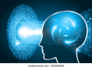 Dark blue Light Abstract Technology background for computer graphic website internet business. circuit. vector illustration. infographics. motion move blur.neon. Brainstorm, Brain. Bulb Ideas