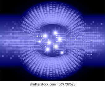 dark blue Light Abstract Technology background for computer graphic website internet and business. circuit. illustration.digital.infographics. binary code. zero one. eye  scan virus vector