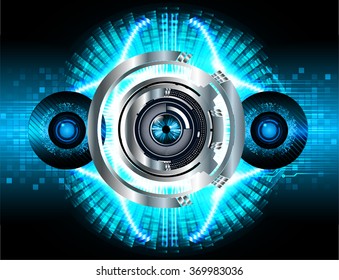 dark blue Light Abstract Technology background for computer graphic website internet and business. circuit. illustration.digital.infographics. binary code. zero one. eye scan virus vector