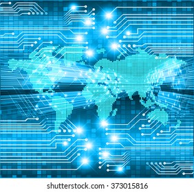dark blue Light Abstract Technology background for computer graphic website internet and business. circuit. illustration.digital.infographics. binary code. zero one. eye scan virus vector wolrd