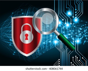 dark blue Light Abstract Technology background for computer graphic website internet and business. circuit. illustration. infographics. motion move.neon. lock, key, Padlock. Magnifying Glass