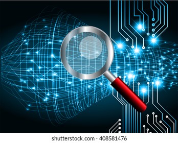dark blue Light Abstract Technology background for computer graphic website internet and business. circuit. illustration. infographics. motion move.neon. lock, key, Padlock. Magnifying Glass