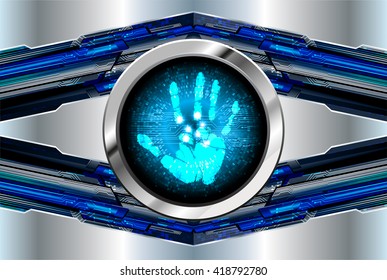 dark blue Light Abstract Technology background for computer graphic website internet and business. illustration. abstract digital. infographics. motion move neon. fingerprint. scanning. Hand print