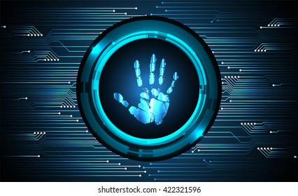 dark blue Light Abstract Technology background for computer graphic website internet web. circuit. illustration. infographics. binary code. www. Spark. motion move blur. Finger-print scan. hand