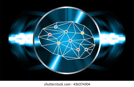 Dark blue Light Abstract Technology background for computer graphic website internet business. circuit. illustration. infographics. motion move blur.neon. Brainstorm, Brain. Bulb Ideas