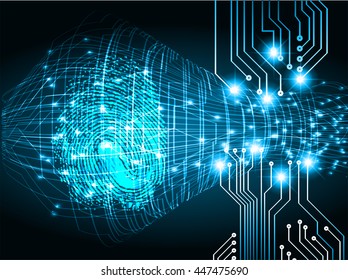dark blue Light Abstract Technology background for computer graphic website internet web. circuit. illustration. infographics. binary code. www. vector. Spark. motion move blur. Finger-print scan.