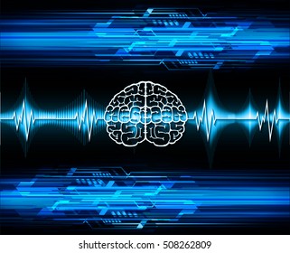 Dark blue Light Abstract Technology background for computer graphic website internet business. circuit. illustration. infographics. motion move blur.neon. Brainstorm, Brain. Bulb Ideas. EKG wave