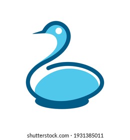 Dark blue and light blue blend duck silhouette vector on white background