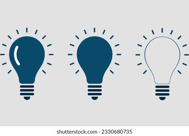 Dark blue light bulbs set: A collection of light bulb icons in a captivating dark blue color, perfect for a variety of design projects