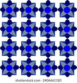 Dark blue and light blue pattern, from circles and flower buds