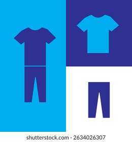dark blue and light blue shirt and pants vector icons