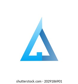 A dark blue and light blue triangle logo with a gradient vector design is used for brands and company logos.