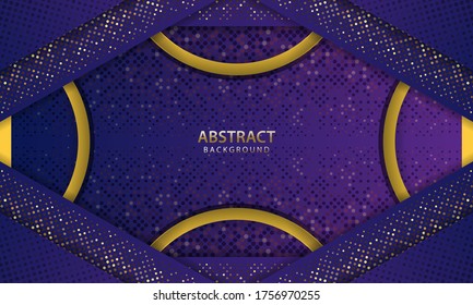 Fondo de capas abstractas de color azul oscuro y oro de línea. efecto 3D. Resumen de la decoración de papel en capas realistas, texturada con un patrón de media tonalidad dorado.