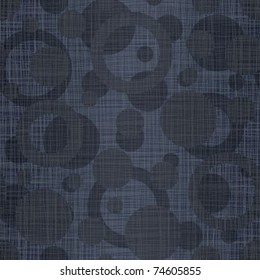 Dark dark blue linen jeans fabric with drawing circles