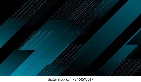 Dark blue lines and stripes geometric tech abstract background. Vector design