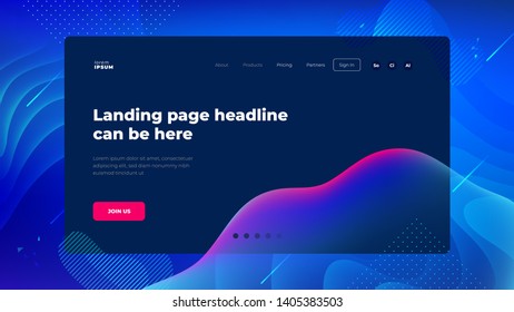 Dark blue Liquid color background design for Landing page site. Fluid gradient shapes composition. Futuristic design posters. Eps10 vector.