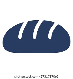 Pão azul escuro com três marcas de escore branco no fundo branco comida assada