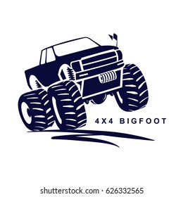 The dark blue logo of bigfoot truck on white background.(EPS10 Art vector)