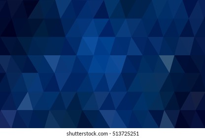 Dark blue low poly pattern. Shining illustration, which consist of triangles. A completely new template for your business design.