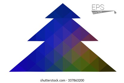Dark blue, low poly style christmas tree vector illustration consisting of triangles. Abstract triangular poly origami or crystal design of New Years celebration. Isolated on white background