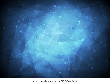 Dark blue low poly tech background. Vector design