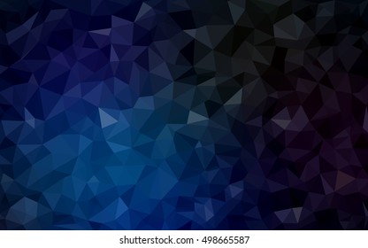 Dark blue low poly template. Shining illustration, which consist of triangles. The completely new template can be used for your brand book.