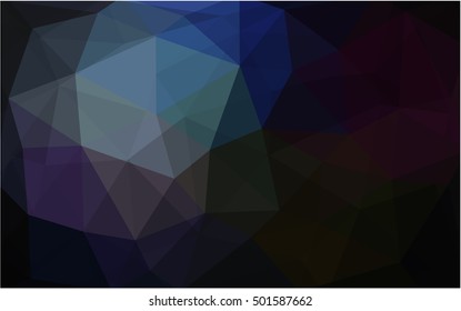 Dark blue low poly template. Shining illustration, which consist of triangles. Triangular pattern for your business design.