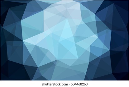 Dark blue low poly template. Triangular geometric sample with gradient.  Triangular pattern for your business design.