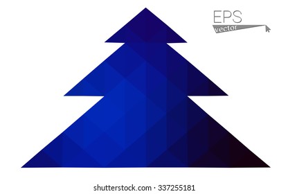 Dark blue low polygon style christmas tree vector illustration consisting of triangles . Abstract triangular polygonal origami or crystal design of New Years celebration. Isolated on white background. Dark blue low polygon style christmas tree vector illustration consisting of triangles . Abstract triangular polygonal origami or crystal design of New Years celebration. Isolated on white background.