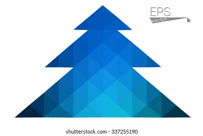Dark blue low polygon style christmas tree vector illustration consisting of triangles . Abstract triangular polygonal origami or crystal design of New Years celebration. Isolated on white background.
