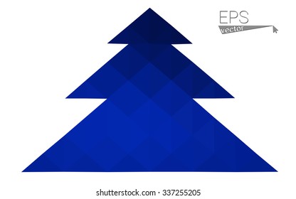 Dark blue low polygon style christmas tree vector illustration consisting of triangles . Abstract triangular polygonal origami or crystal design of New Years celebration. Isolated on white background.