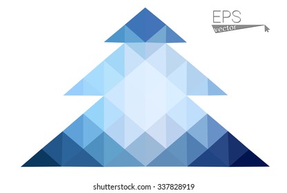 Dark blue low polygon style christmas tree vector illustration consisting of triangles . Abstract triangular polygonal origami or crystal design of New Years celebration. Isolated on white background.