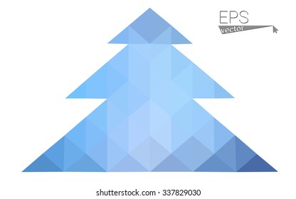 Dark blue low polygon style christmas tree vector illustration consisting of triangles . Abstract triangular polygonal origami or crystal design of New Years celebration. Isolated on white background.