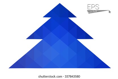 Dark blue low polygon style christmas tree vector illustration consisting of triangles . Abstract triangular polygonal origami or crystal design of New Years celebration. Isolated on white background.