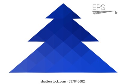 Dark blue low polygon style christmas tree vector illustration consisting of triangles . Abstract triangular polygonal origami or crystal design of New Years celebration. Isolated on white background.