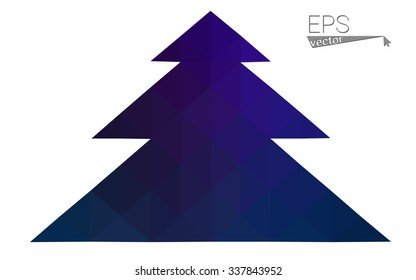 Dark blue low polygon style christmas tree vector illustration consisting of triangles . Abstract triangular polygonal origami or crystal design of New Years celebration. Isolated on white background.